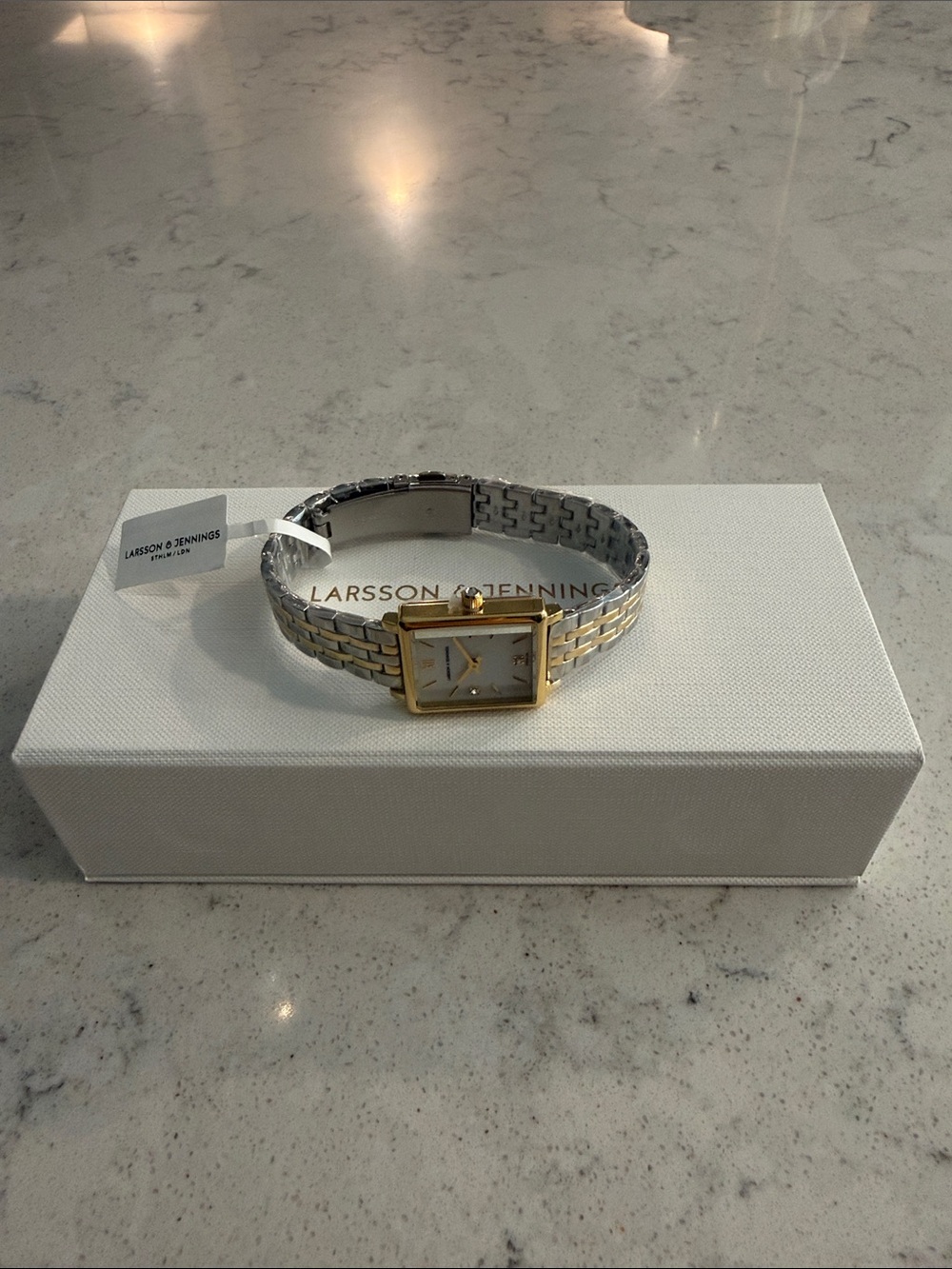 Two-Tone Square Dial Women's Watch - Gold & Silver